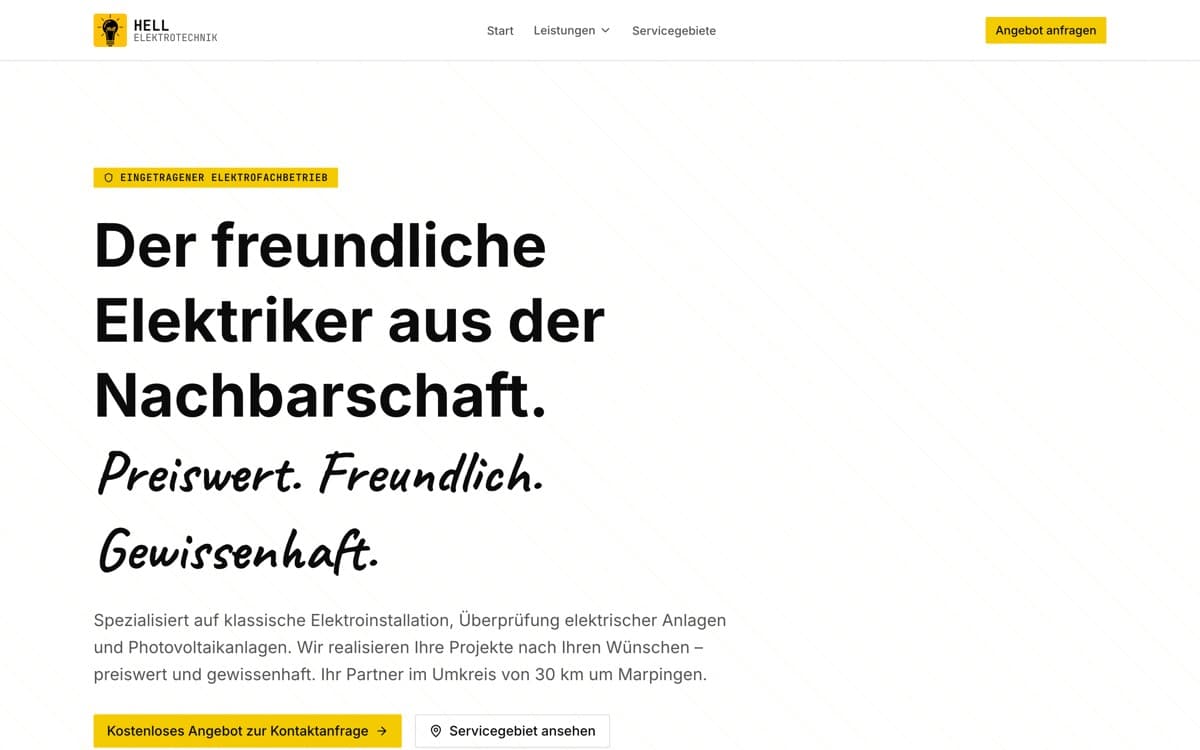 Startseite von hell-elektrotechnik.de