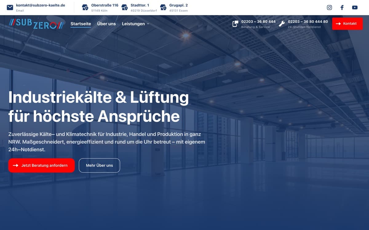 Startseite von subzero-industrie.de